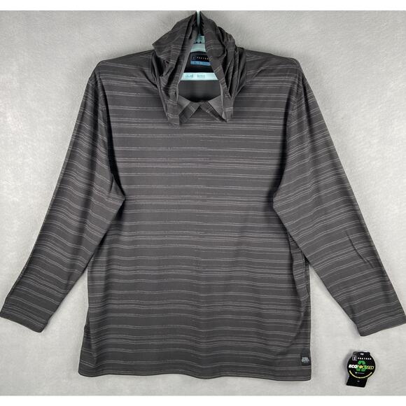 PGA Tour Men's XXL Textured Stripe Long Sleeve Hooded T-Shirt Asphalt NEW - Picture 1 of 10